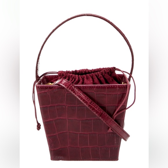 STAUD Handbags - STAUD Burgundy Croc-Embossed Bucket Bag